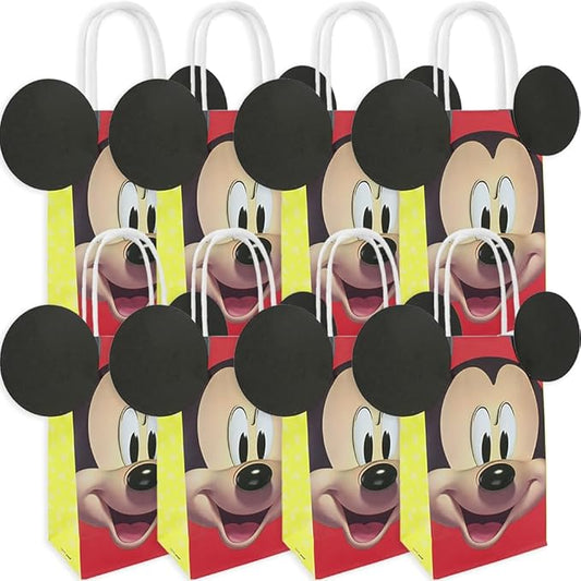 Mickey Mouse Forever DIY Party Bags - 8.5" x 5.25" x 3.25" (8-Pack) | Red Paper Favor Bags for Kids Events & Special Occasions