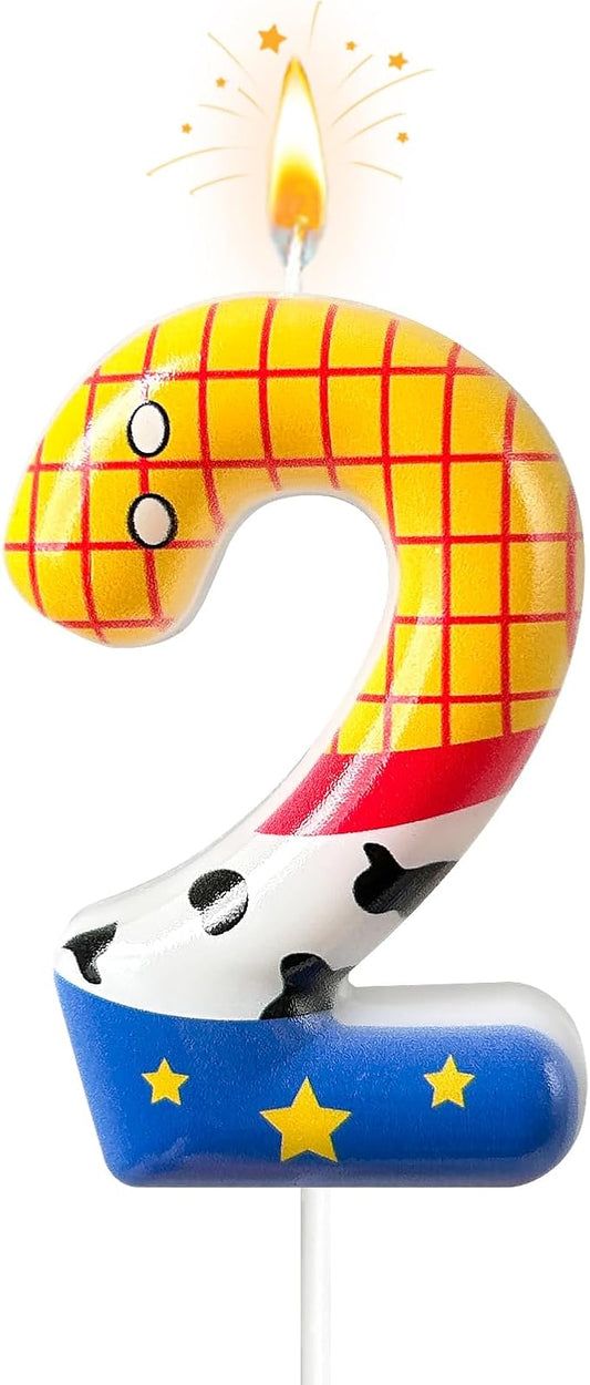 Toys Inspired Game Birthday Number Candles, Cartoon Story Number Candles, Cartoon Cake Decorations, Birthday Decoration Supplies, Suitable for Boys and Girls Party Celebrations (2)
