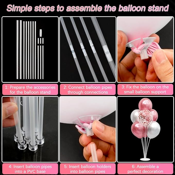 Balloon Stand kit 8 Sets 22 Pcs Balloon Stands for Table Decorations for Party Balloon Centerpieces for Tables Happy Birthday Table Decorations Balloon Holders for Table Tape Strip Glue Point Clips