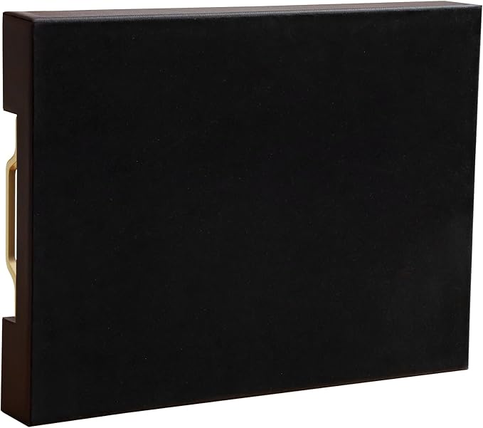 HofferRuffer Faux Leather Rectangle Serving Tray Decor Platter with Gold Metal Handles for Coffee Table, Breakfast, Tea, Food, Countertop, Kitchen, Butler Tray, 16.2 x 12.2 x 2 inches (Coffee)