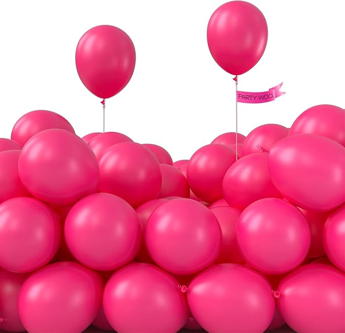 PartyWoo Hot Pink Balloons 50 pcs 5 Inch Small Mini Dark Pink Magenta Fuchsia Latex Balloons for Wedding Baby Shower Gender Reveal Valentine's Day Bachelorette Birthday Party Decorations Pink-Y12