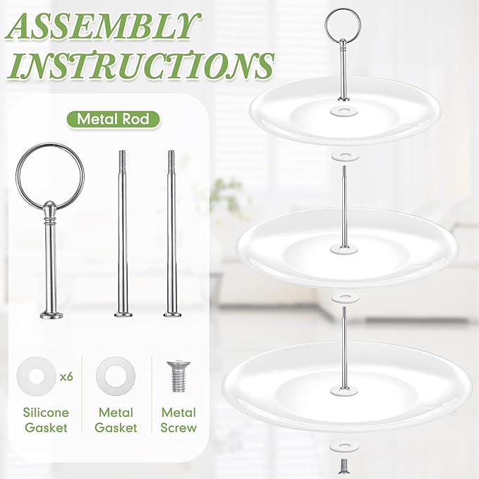 Tatuo 2 Pcs 3 Tier Porcelain Cupcake Stand, Cup Cake Holder Tower, Pastry Serving Elegant Dessert White Ceramic Tiered Stand for Wedding, Birthday, Tea Party(Delicate Round Shape)