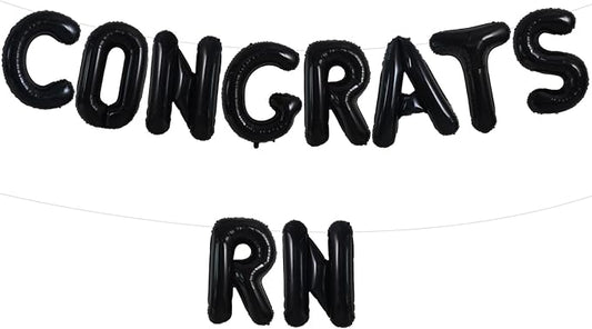TONIFUL 2026 Nurse Graduation Decorations Black Congrats RN 2026 Balloons 16 Inch RN 2026 Banner Class of 2026 RegisteBlack Nurse Balloons Decorations 2026 Nursing Graduation Party Supplies