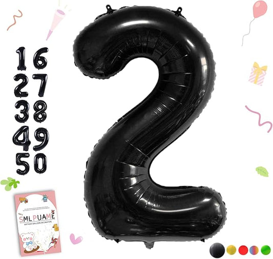 40 inch Number Balloon 0-9 Black Large Number 2 Balloons,Digital Balloons for Birthday Party Celebration Decorations Supplies, Helium Foil Number Balloons for Wedding Anniversary