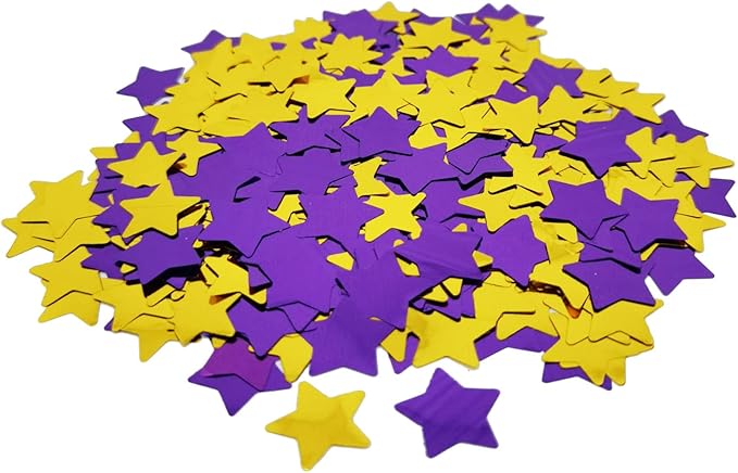 ZOOYOO Purple and Gold Foil Confetti, Star Foil Glitter Table Confetti, Sparkling for Wedding Birthday Party Decoration (1.76 OZ, 1.5 cm)