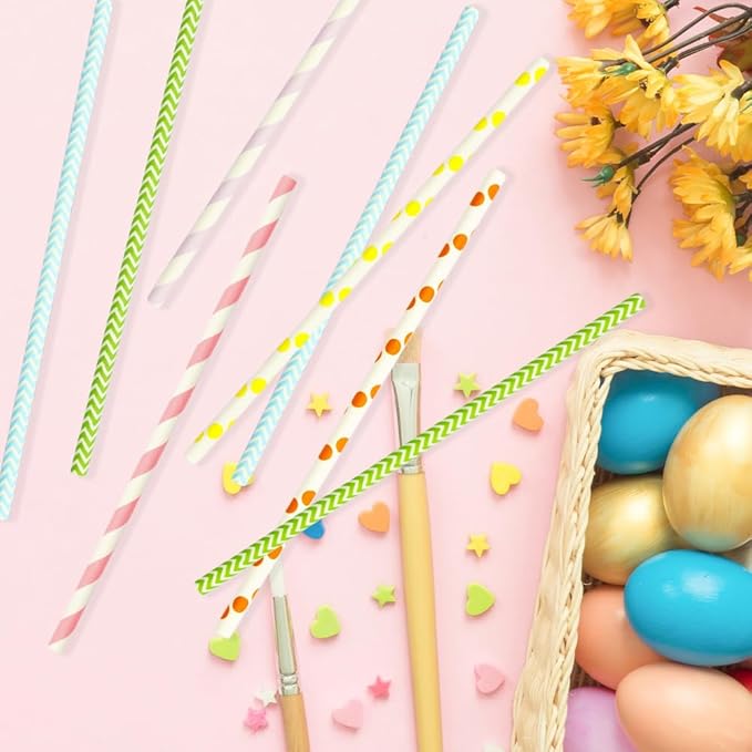 100 Pcs Disposable Paper Straws,Graduation Yellow Dot Paper Straw for Drinking,Disposable Drinkware for Stand Supplies,Birthday Cocktail Party Decorations,Bridal Shower Wedding Supplies,Beach
