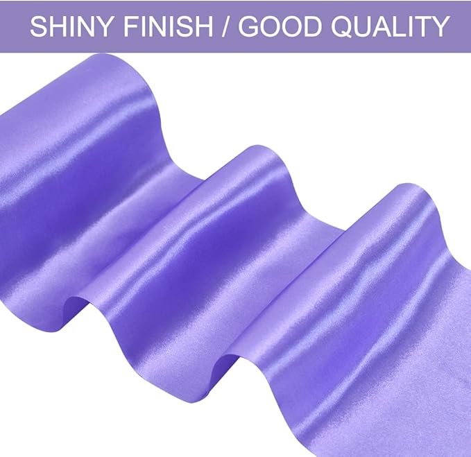 TONIFUL 6 inch x 22yd Wide Lavender Satin Ribbon Light Purple Violet Ribbons Solid Fabric Ribbon for Cutting Sewing Ceremony Party Decoration Chair Sash Table Runner Car Bows Indoor Outdoor Yard Decor
