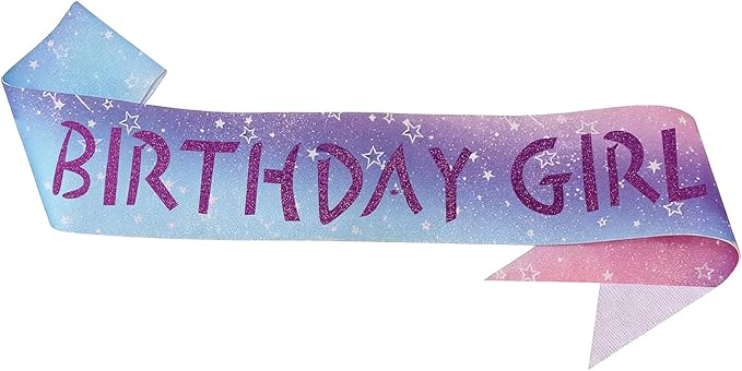 Canitor Kpop Theme Birthday Decorations Soft Satin Birthday Girl Sash for Women Dress Outfits Party Favors Accessories (star gradient+purple words)