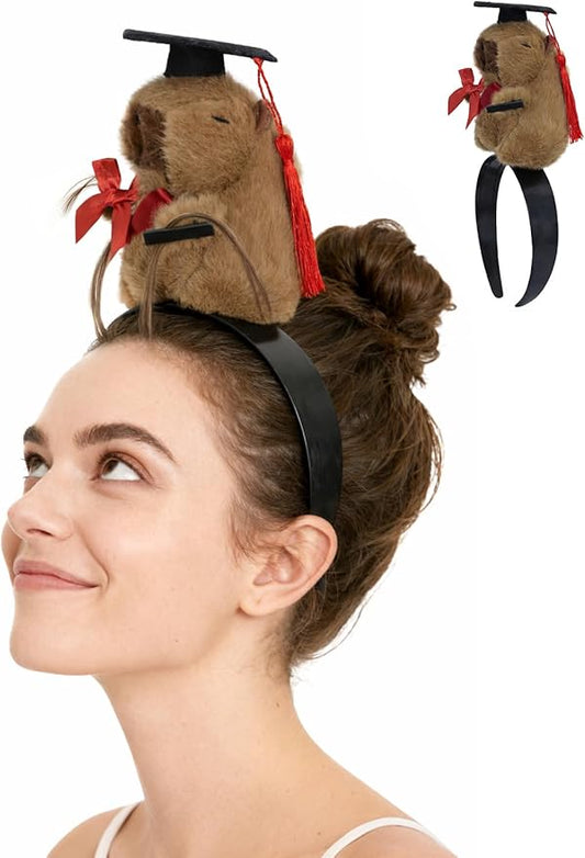 UQJE Adult Capybara Headband Funny Stuffed Capybara Hairband Cute Plush Hairpin Headwear Accessories