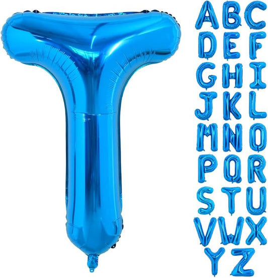 TONIFUL 40 Inch Large Blue Letter T Balloons Giant Alphabet Letter Balloons,Foil Mylar Big Balloons for 2026 Graduation Birthday Party Anniversary New Year Graduation Supplies Decorations