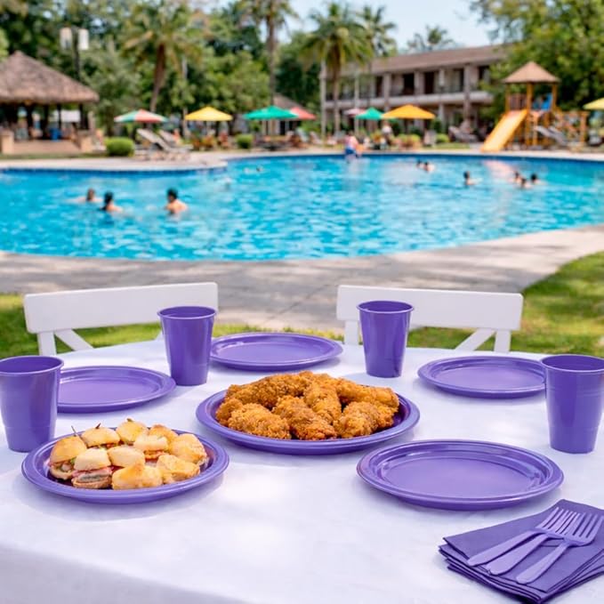 Disposable Party Kit for 50 Guests – 350-Piece Complete Set (Lilac)