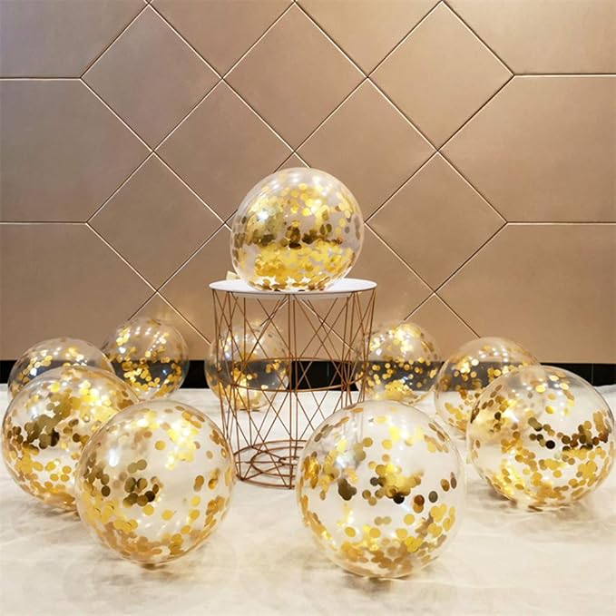 Gold Confetti Balloons - 12inch, 50 Pcs Latex Balloons for Birthday, Wedding, Baby Shower & Christmas Parties