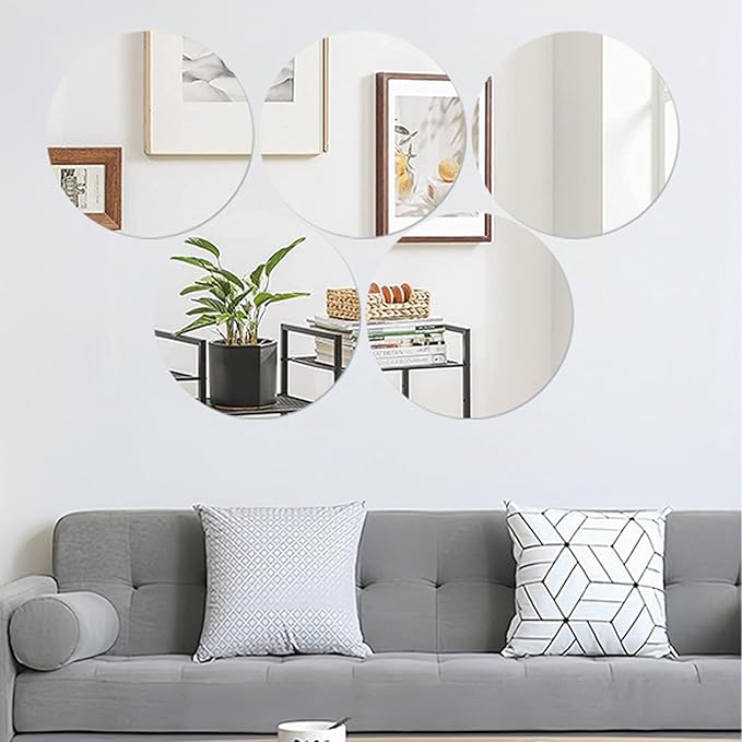 8 Pack Round Mirror Centerpieces for Tables Decorations, 8" Acrylic Round Mirror Tray Candle Plate 2mm Thickness Mirror Centerpiece Table Decorations for Wedding Decorations Party, Wall Decor