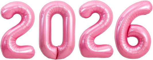 TONIFUL 2026 Light Pink Foil Number Balloons 16 Inch Light Pink Number Banner 2026 Graduation Aluminum Foil Mylar Balloons for New Year Eve Christmas Anniversary Party Supplies