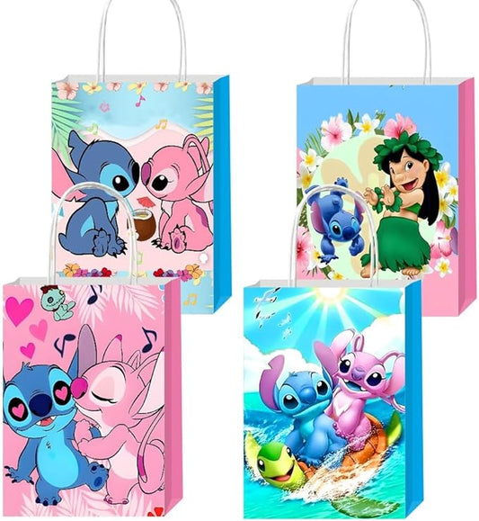 12Pcs Cartoon Blue Party Gift Bags Goodie Bags with Handle for Kids Birthday Decorations Party Supplies