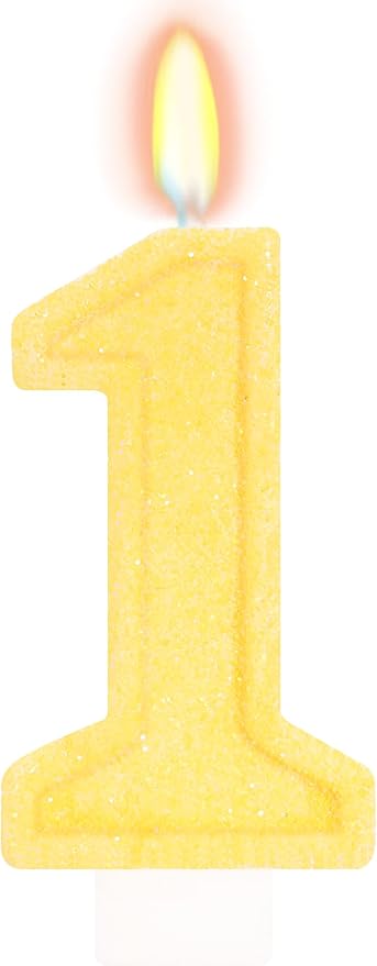 Yellow Birthday Candles for Boys Girls - Number 1 Candle Cake Topper for Yellow Party Decorations Sunflower Birthday Decorations
