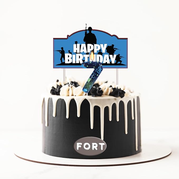 STG Birthday Candles for Boys - Number 7 Candle for Video Game Birthday Cake Topper, Fort Battle Level Up Game Themed Birthday Party Supplies (Number 7)
