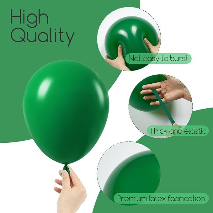 Awenztech 120pcs Dark Green Balloon Arch Kit, 18 12 10 5 inch Green Latex Balloons Different Sizes Dark Green Balloon Garland for Jungle Tropical Safari Birthday Party Decorations