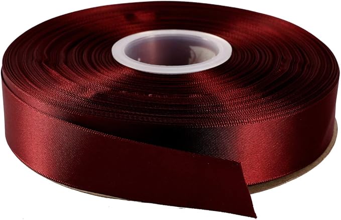 ITIsparkle 1" Inch Double Faced Satin Ribbon 50 Yards-Roll Set for Gift Wrapping Scrap Books Party Favor Hair Braids Baby Shower Decoration Floral Arrangement Craft Supplies, Burgundy 277# Ribbon