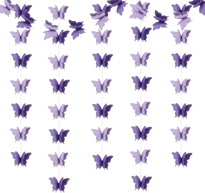 Butterfly Decorations, Purple Butterfly Decorations for Wedding Baby Shower Birthday Party Decorations Purple/Lavender Pack of 4, 10001