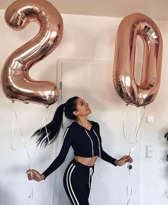 10th Number Balloon Birthday Decorations, 40 Inch Big Foil Balloon for Men & Women, Rose Gold Number Balloons for Wedding Memorial Day Birthday Aniversarry Supplies