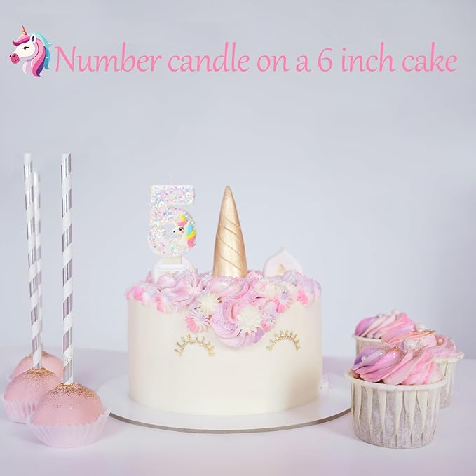 Birthday Candles - Number 5 Candle, Unicorn Party Supplies, Birthday Decorations for Cake Topper, Cartoon Theme Party Favors