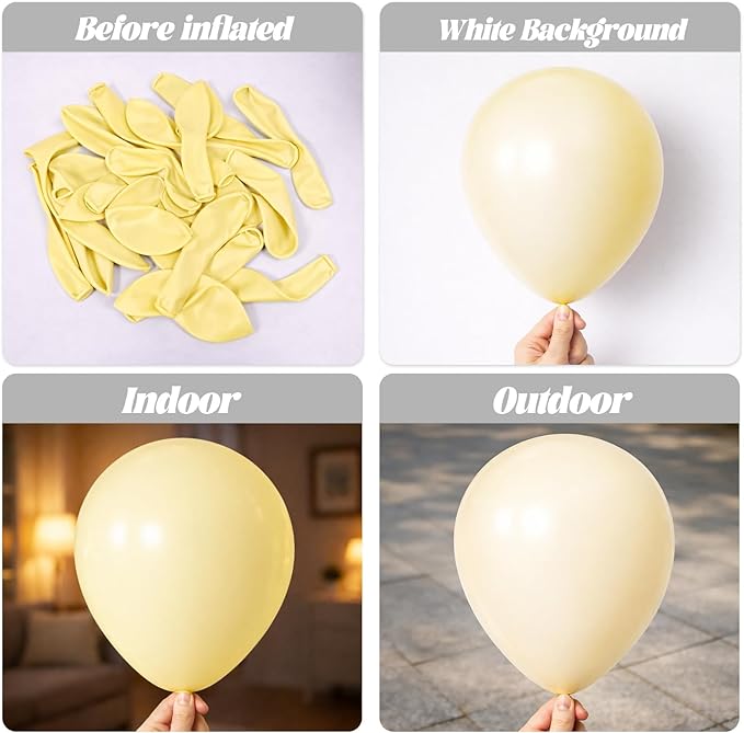 Voircoloria 105pcs Pastel Yellow Balloons 12inch Party Latex Balloons for Boys Girls Birthday Baby Shower Gender Reveal Wedding Sunflower Party Decorations