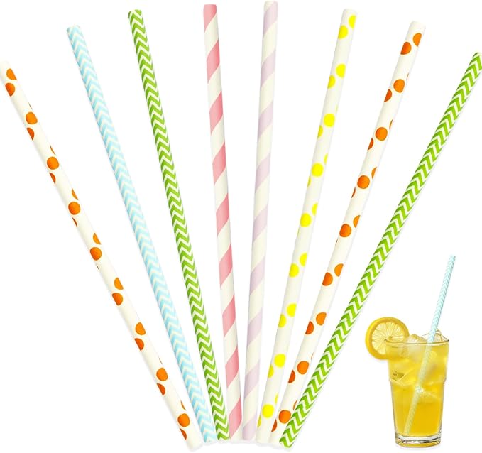 100 Pcs Disposable Paper Straws,Graduation Yellow Dot Paper Straw for Drinking,Disposable Drinkware for Stand Supplies,Birthday Cocktail Party Decorations,Bridal Shower Wedding Supplies,Beach