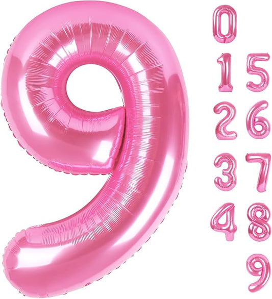 40 Inch Pink Numbers 9 Balloon, Balloons Decorations for 9 19 90 Birthday Party, Engagement, Wedding, Graduations, Photo Shoot Supplies
