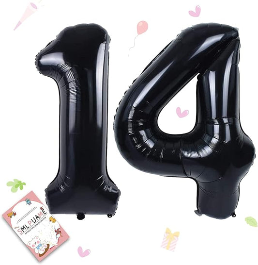40 inch Number Balloon 0-9 Black Large Number 14 Balloons,Digital Balloons for Birthday Party Celebration Decorations Supplies, Helium Foil Number Balloons for Wedding Anniversary