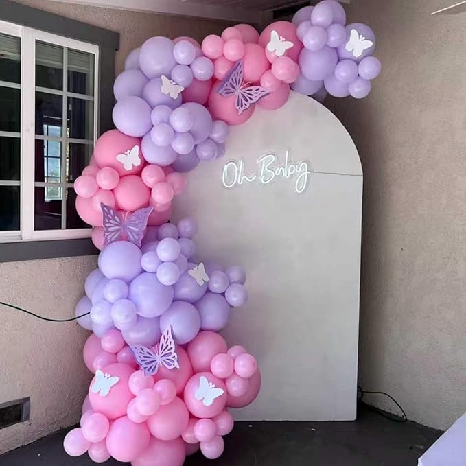 YMSZ Pink and Purple Balloons, 136pcs Pink and Purple Balloons Garland Arch Kit with Different Sizes for Girls Women Birthday Baby Shower Wedding Party Decorations
