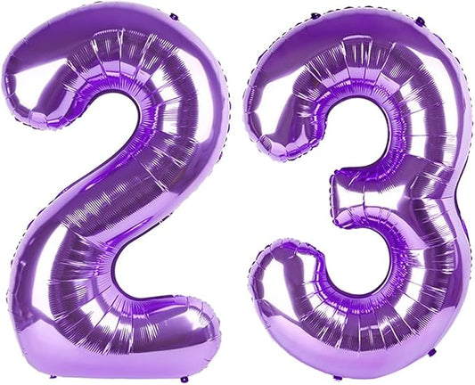 23 Balloon Number Purple, Big Foil 23th Birthday Balloons Decorations for Women, Number Balloon 40 Inch for 2 3 23 32 Wedding Memorial Day's Graduation Supplies