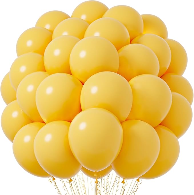 Voircoloria Lemon Yellow Balloons, 66pack 12inch Mustard Yellow Latex Party Balloons for Birthday Baby Shower Graduation Wedding Gender Reveal Anniversary Party Decorations