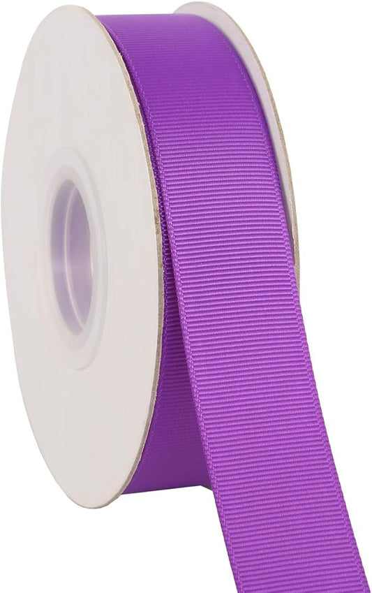 Ribbonitlux 1" Wide Solid Grosgrain Ribbon 25 Yards (465-Purple）, Set for Gift Wrapping, Party Decor, Sewing Applications, Wedding and Craft
