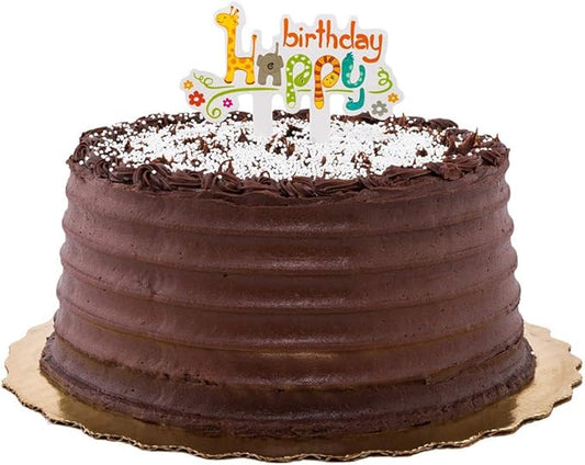 Restaurantware Top Cake 3.8 X 2.8 Inch Cake Toppers 10 Happy Birthday Cake Topper Inserts - Sturdy Assorted Animal Theme Multicolor Paper Cake Decoration For Kid's Birthday Parties