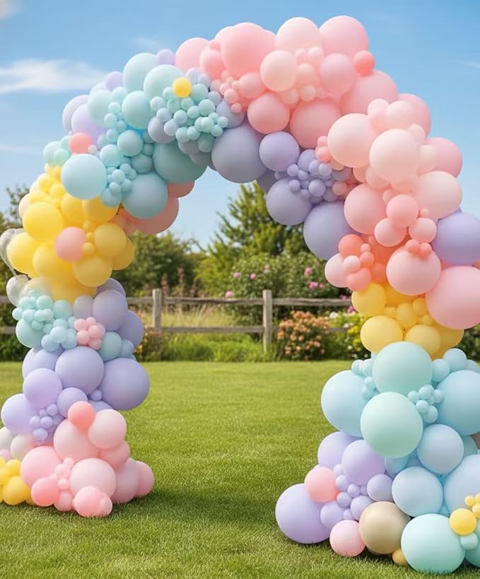 453Pcs Pastel Balloon Arch Kit, 7 Macaron Assorted Colors Balloon Garland Kit, Different Size Spring Colorful Balloon for Spring Easter Birthday Baby Shower Gender Reveal Rainbow Party Decor