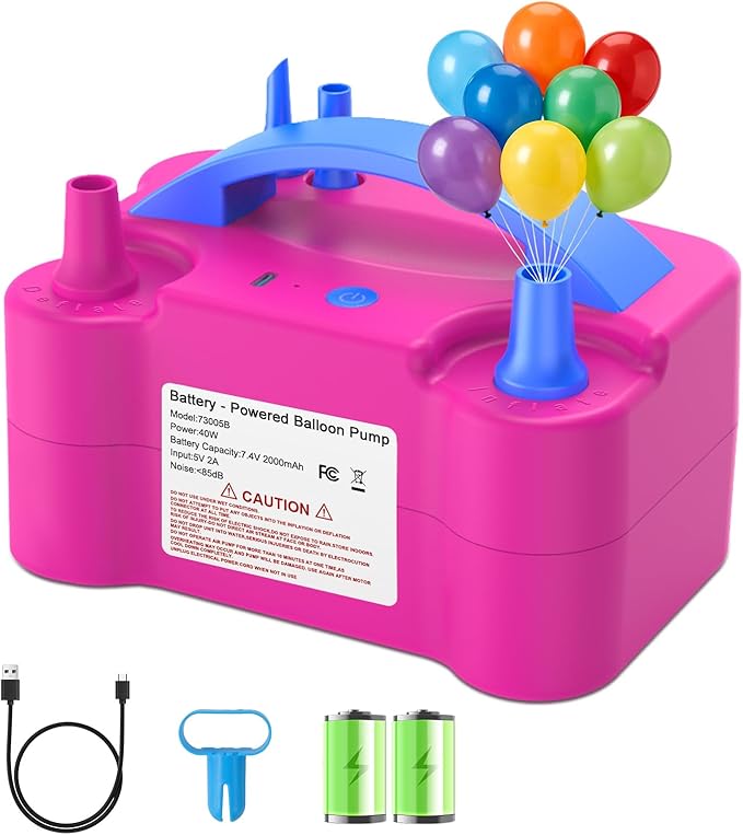 Balloon Pump Electric Air Pump for Inflatables Portable Electric Balloon Blower Machine for Baby Shower Birthday Party Decorations (with Battery)