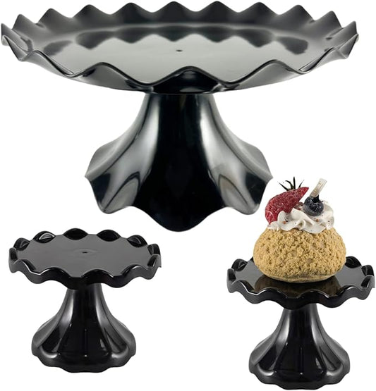 3 Pcs Cake Stand Set, Laced Cake Stand, Mini Cupdake Holder for Party,Wedding,Birthday,Celebration,Baby Shower,Anniversary (Black)