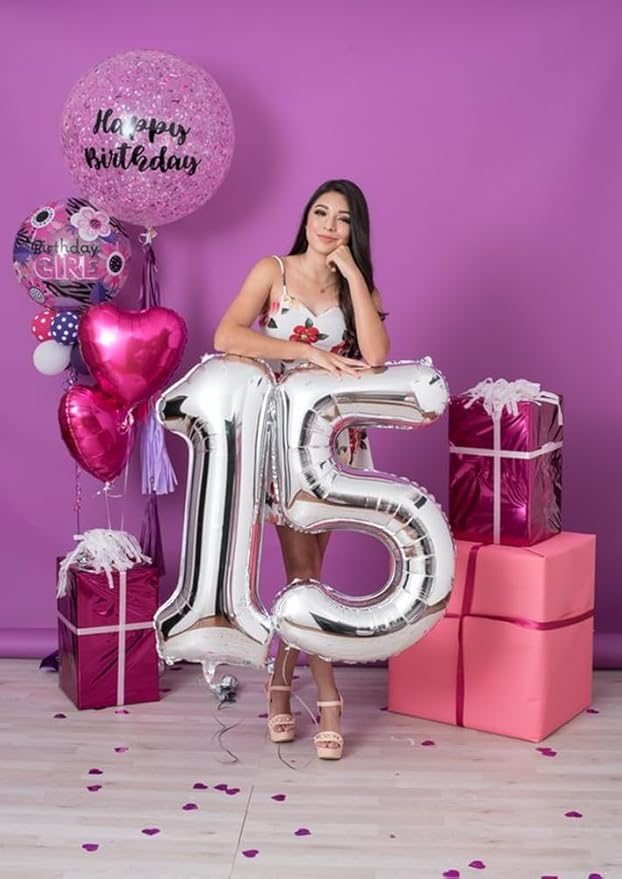 Number Balloons 1, 40 Inch One Balloons for 1st Birthday Girl Boy 1 11 21 Party Decorations Baby Shower Photo Shoot, Silver 1 Balloon