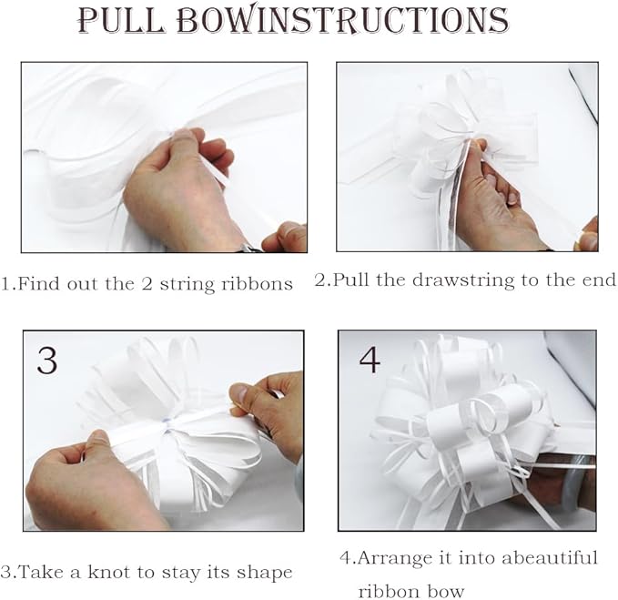 6 PCS White Bows for Gift Wrapping,White Gift Bow,6 inches,for Wrapping Gift Wedding Ribbon Bows or Flower Decorations,Party Gift Wrapping(White)