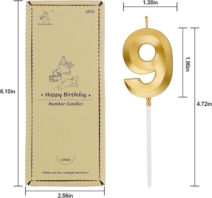 Birthday Candles, 1.96 Inch Number 19 Happy Birthday Candles, Number Candles Decoration for Birthday Party and Anniversary Celebration(Champagne Gold)