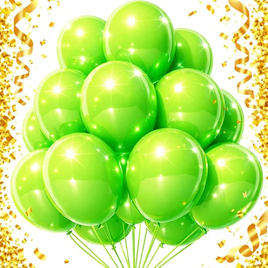 Lime Green Balloons 100 Pack, 12 Inch Light Green Latex Party Balloons, Round Helium Balloons for Dinosaur Jungle Safari Halloween Birthday Party Decorations