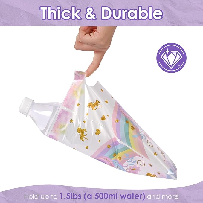 50 Pcs Unicorn Party Favor Bags with Handles - Plastic Treat Bags for Candy & Small Gifts, Bulk Supplies for Wedding Baby Shower Goodie Bags, Holiday Gift Bags for Thanksgiving Halloween Christmas New Years, Birthday Party Decorations