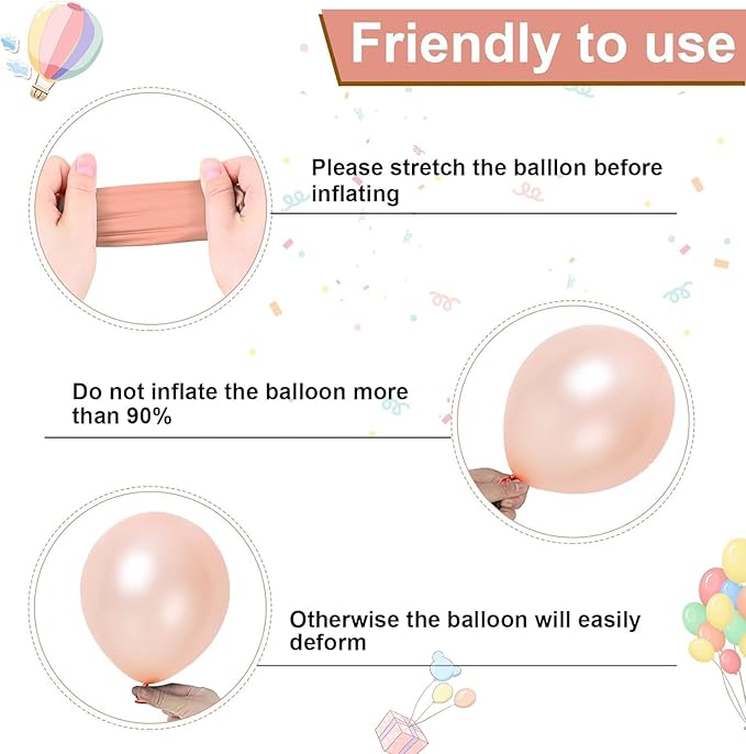 Dagelar Dusty Pink Boho Blush Balloons, Metallic Rose Gold Retro Pink Ivory White Balloon, Nude Cream White Balloon and Confetti Balloons for Bridal Baby Shower Girls Birthday Wedding Decor Supply