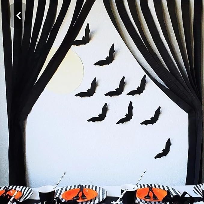 Premium Black Crepe Paper Streamer - 81 ft (1 Pc) - Perfect for Birthdays, Weddings, and Events