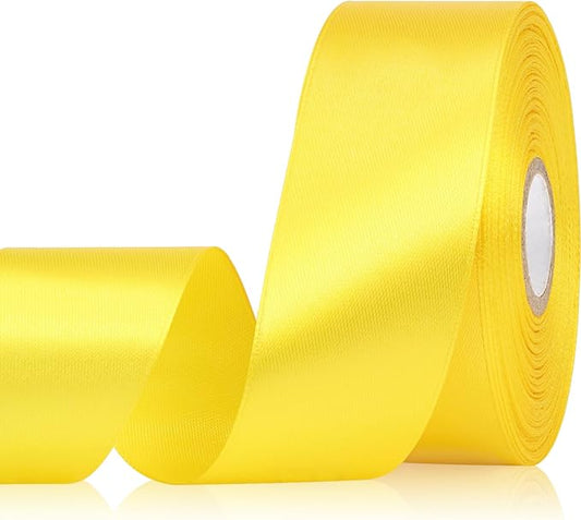 Yellow Ribbon 1-1/2 Inch 30 Yards Single Face Yellow Satin Ribbon for Floral Arrangement, Fabric Ribbon for Gift Wrapping Crafts Hair Accessories Sewing Easter Christmas