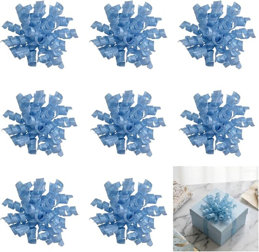 self-Adhesive Curly Ribbon for Gift Wrapping - Elegant Bows for Gift Wrapping, Presents, Paper Bag, Baby Shower Favors, Wrapping Accessories, Wedding Decor (Blue)