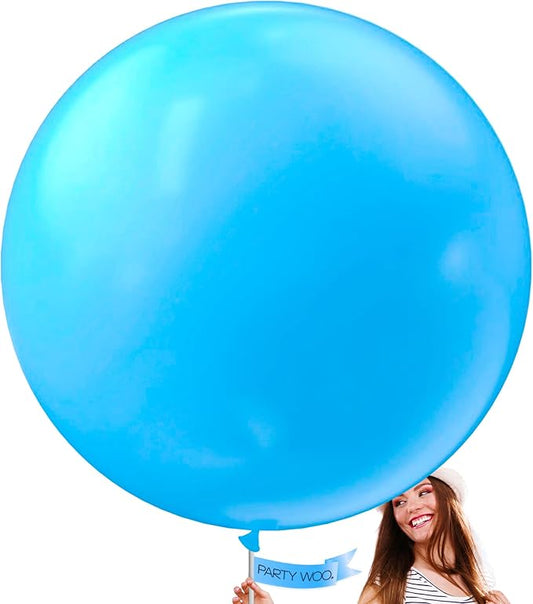 PartyWoo Light Blue Balloons 4pcs 36 Inch Baby Pastel Blue Latex Helium Balloons for Baby Shower Wedding Gender Reveal Graduation Mermaid Birthday Pool Anniversary Beach Party Decorations Blue-Y20