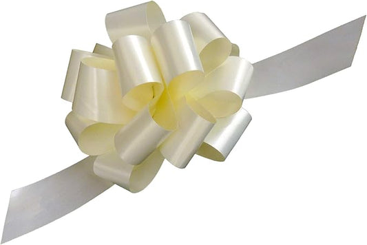 Ivory Decorative Gift Pull Bows - 5" Wide, Set of 10,Easter, Spring, Mother's Day, Birthday, Presents, Gifts, Wedding Decor, Wreath, Baskets, Fundraiser, Reception, Church, Office, School Colors