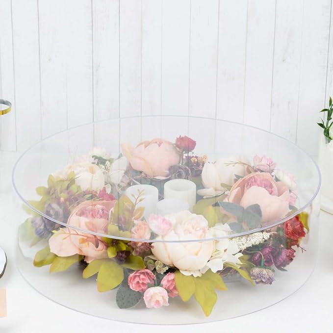 Efavormart 18" Round Clear Acrylic Cake Stand, Transparent Fillable Display Box, Pedestal Riser with Hollow Bottom for Weddings, Parties, Banquets, and Creative Dessert Displays